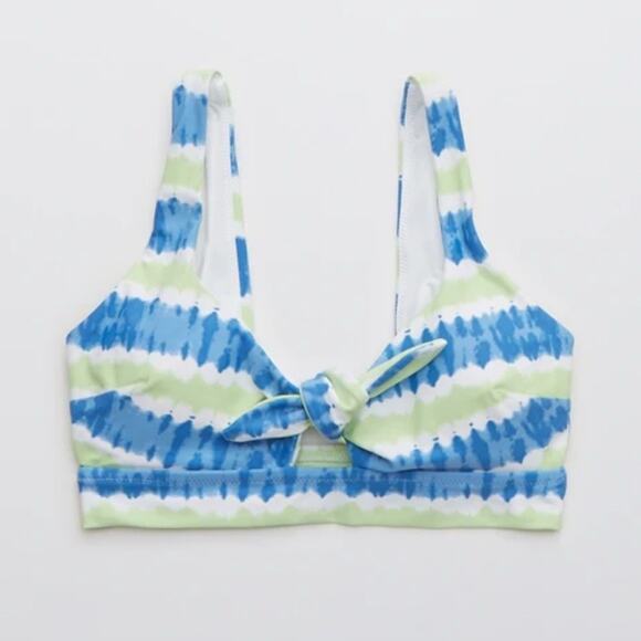 Aerie Women’s Sz Small Bikini Top Tie Banded Wide Strap Scoop Front New NWT - Picture 1 of 6